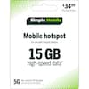 $34.99 Plus taxes & fees
Simple Mobile
Mobile hotspot
For use with hotspot devices
15 GB high-speed data*
No-contract 30-day plan
5G+
See reverse side for more details.
Network
No value until purchased and scanned.