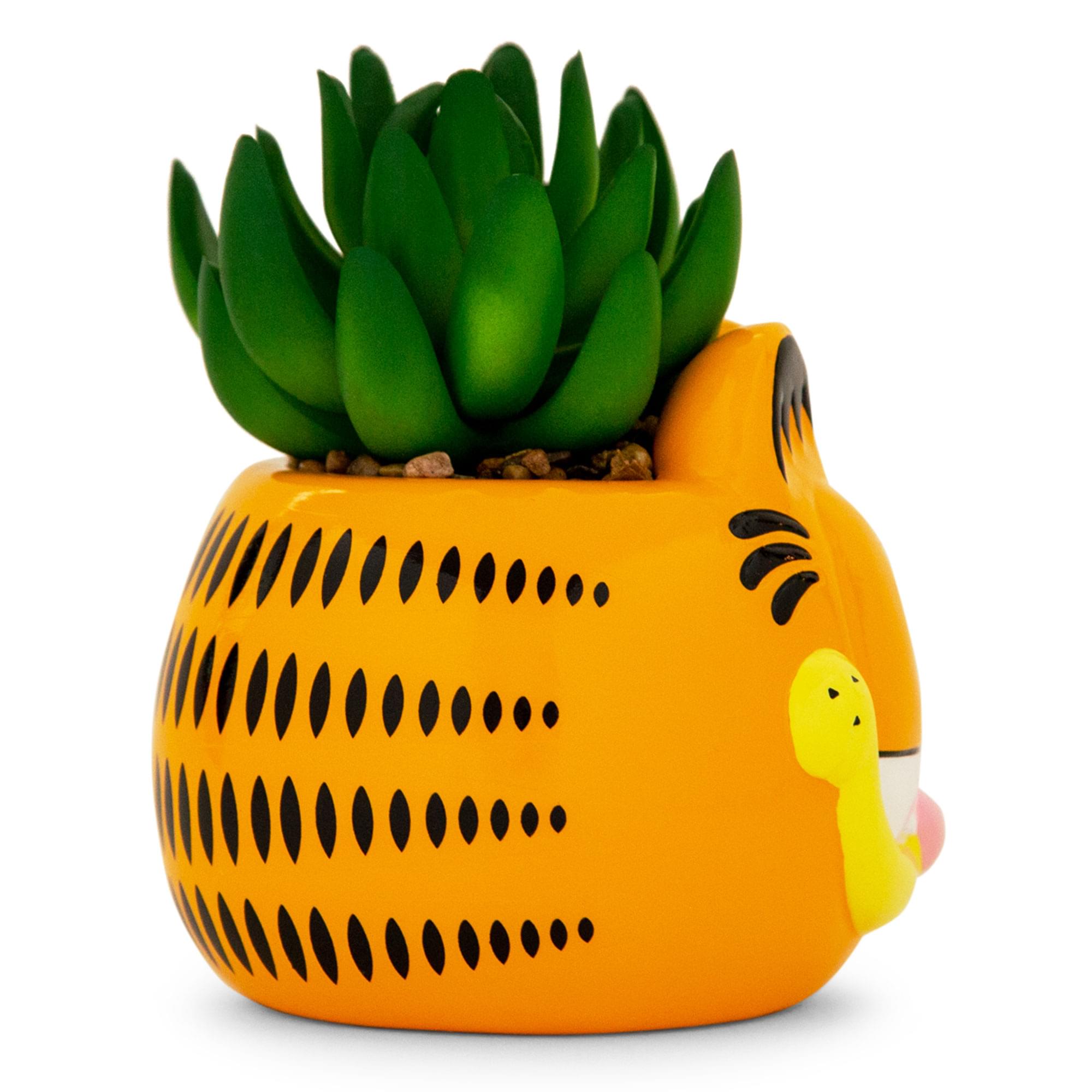 Alt View 10. Silver Buffalo - Garfield 4-Inch Ceramic Mini Planter With Artificial Succulent - Orange.