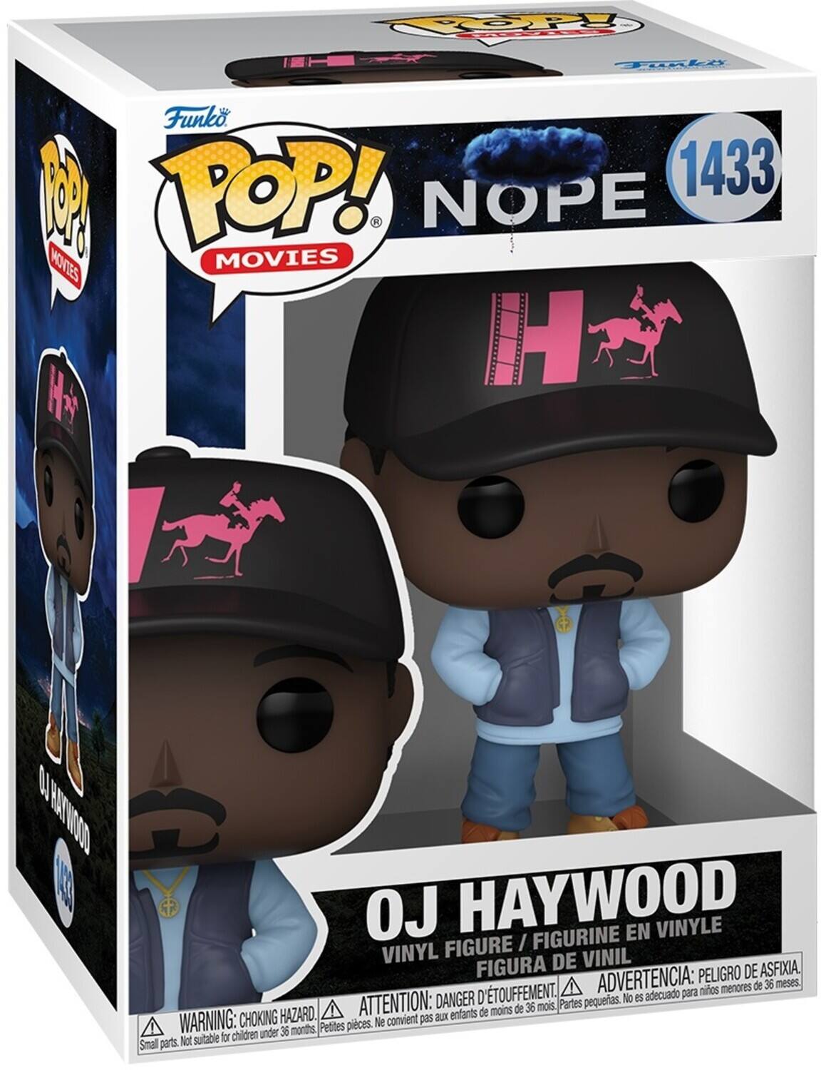 POP! MOVIES 1433 NOPE MOVIES H M BATIMOOO OJ HAYWOOD EN VINYLE FIGURE / FIGURINE VINYL DE VINIL FIGURA ADVERTENCIA: PELIGRO DE ASFIXIA menores de 36 meses. TOUFFEMENT. adecuado para nios ATTENTION: DANGER D Partes pequeas. No es de moins de 36 moies. CHOKING HAZARD. WARNING: under 36 months Pettes pieces. Ne Not suitable for chidren Small parts.