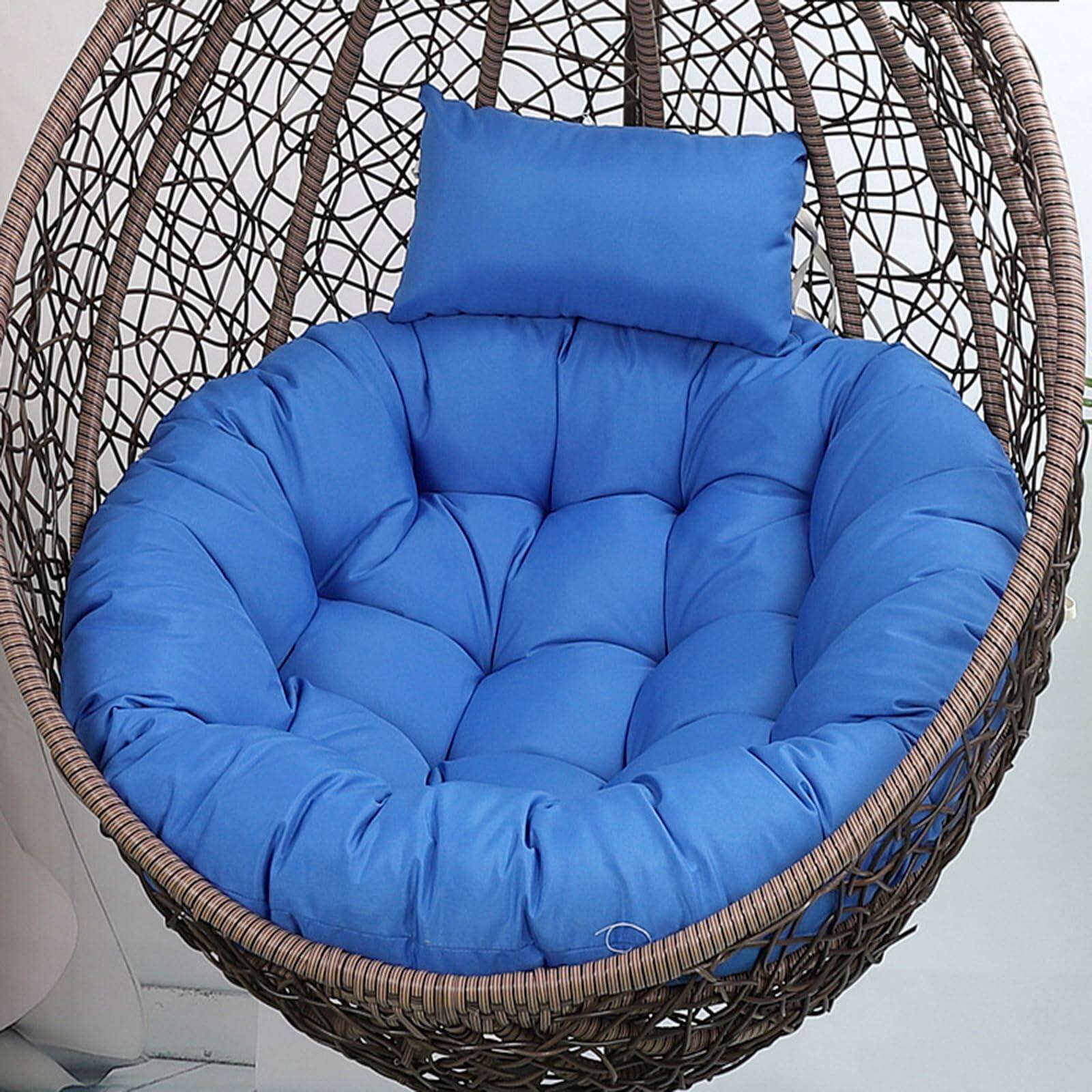 Front. Fabibe - Outdoor Egg Swing Chair Cushion Sky Blue with Ties Waterproof Wicker Egg Chair Cushions Hanging Basket Chair Pads... - Blue.