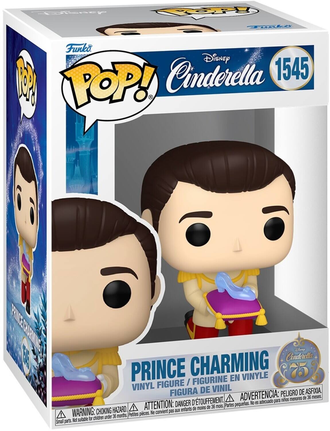Disney Cinderella 1545 M POP! Prince Charming Disney DA Cinderella PRINCE CHARMING VINYLE FIGURINE EN FIGURE I VINYL DE VINIL ASFIXIA, FIGURA ADVERTENCIA: PELIGRO DE nios menores de 36 meses. ATTENTION: DANGER D'TOUFFEMENT. Partes pequeas. No es adecuado para de moins de 36 mois. WARNING: CHOKING HAZARD. convient pas aux enfants Pettes pieces. Ne for children under 36 months Small parts. Not suitable