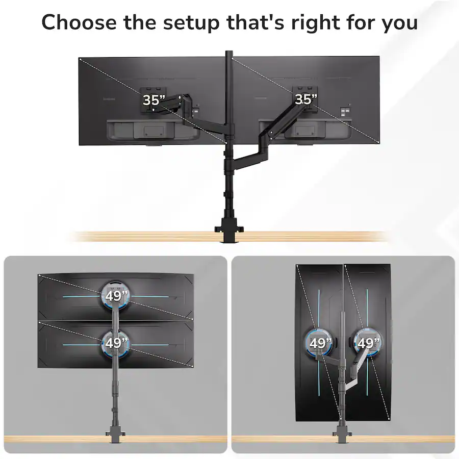 Multi Monitor Mount Stacking Mount It! Heavy Duty Dual Stacking Monitor Mount for 24 49 Inch ...