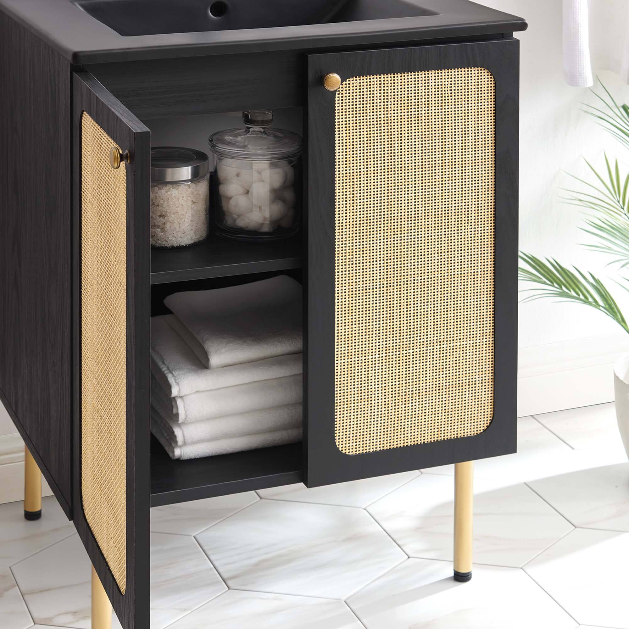 Alt View 1. Modway - Chaucer Bathroom Vanity with Black Basin Included by Modway - Black Black.