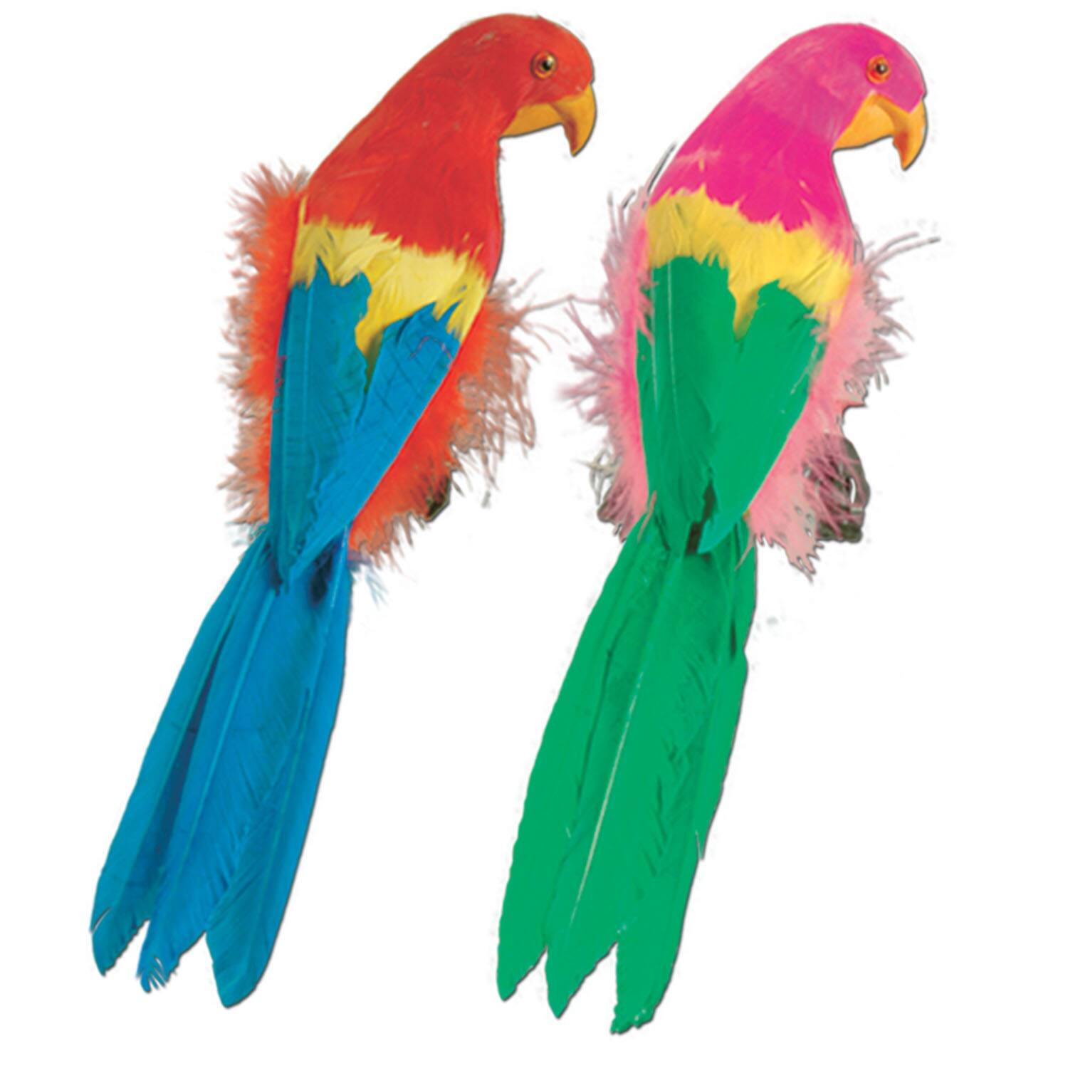 Front. The Beistle Company - Feathered Parrots (Pack of 6) - Multicolor.
