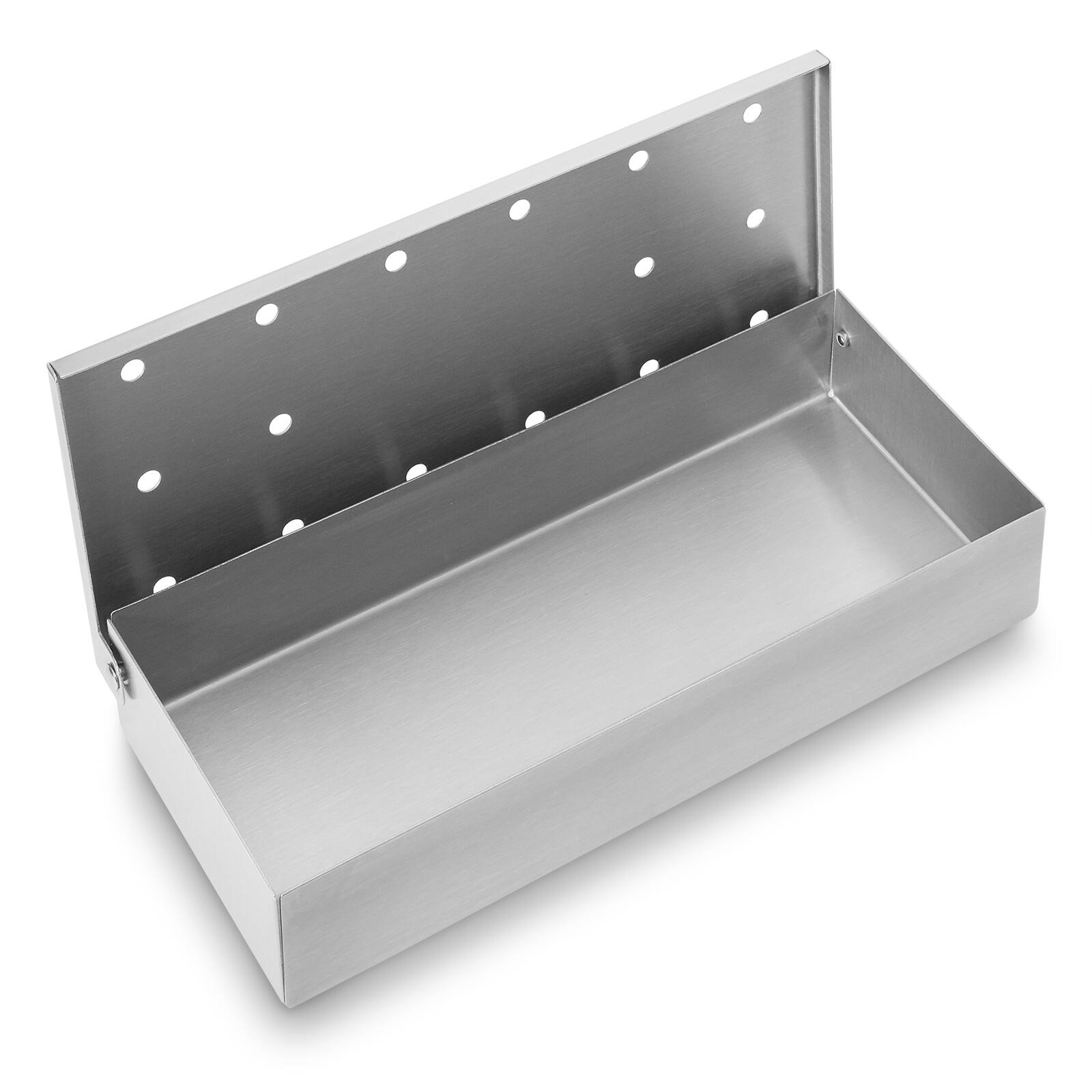 Alt View 2. Pure Grill - Stainless Steel BBQ Smoker Box with Hinged Lid for Wood Chips - Silver.