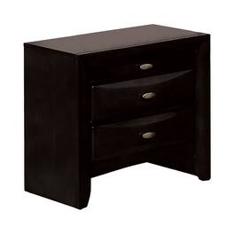 Manhattan Lane - Simo Nightstand, Spacious Top, Metal Knobs, 3 Drawers, Solid Wood - Black, Nickel