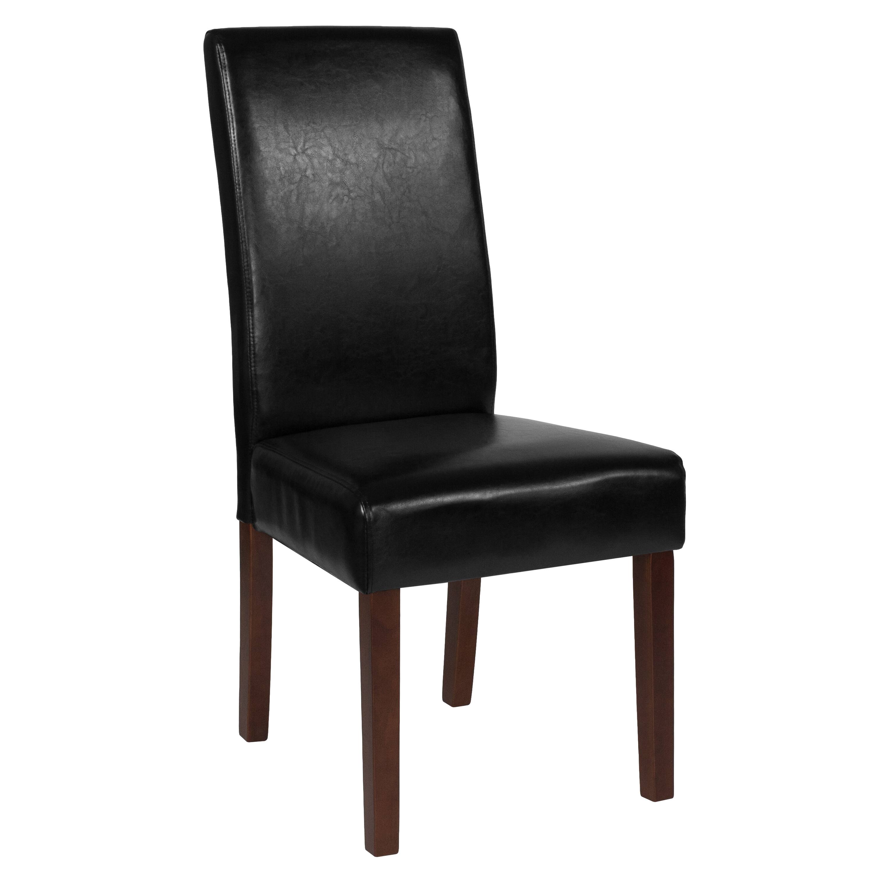 Alt View 1. Emma + Oliver - Mid-Century Parson's Chair and Finished Hardwood Frame for Kitchen, Dining Room & More - Black LeatherSoft.