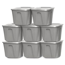 Homz - 10 Gallon Heavy Duty Plastic Storage Container, (8 Pack) - Titanium Silver