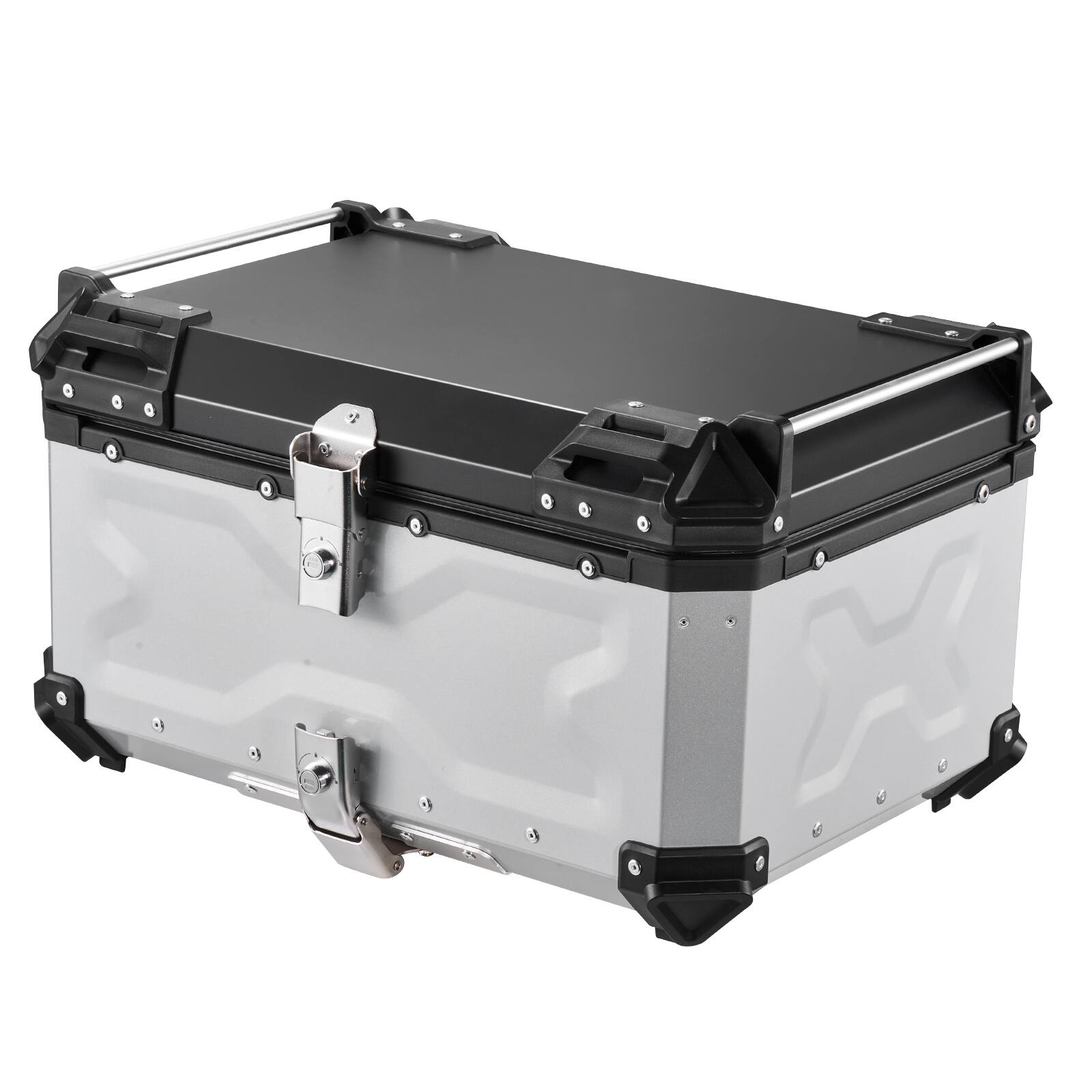 Alt View 5. VEVOR - Motorcycle Top Case, 65L Universal Aluminum Hard Motorcycle Tail Case, Waterproof Detachable Motorbike Top Box - Black;Silver.