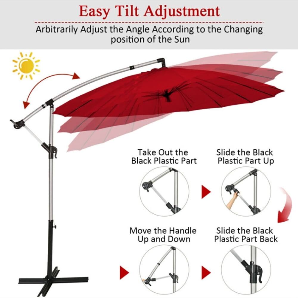 Easy Tilt Adjustment  
Arbitrarily Adjust the Angle According to the Changing position of the Sun  

1. Take Out the Black Plastic Part  
2. Slide the Black Plastic Part Up  
3. Move the Handle Up and Down  
4. Slide the Black Plastic Part Back