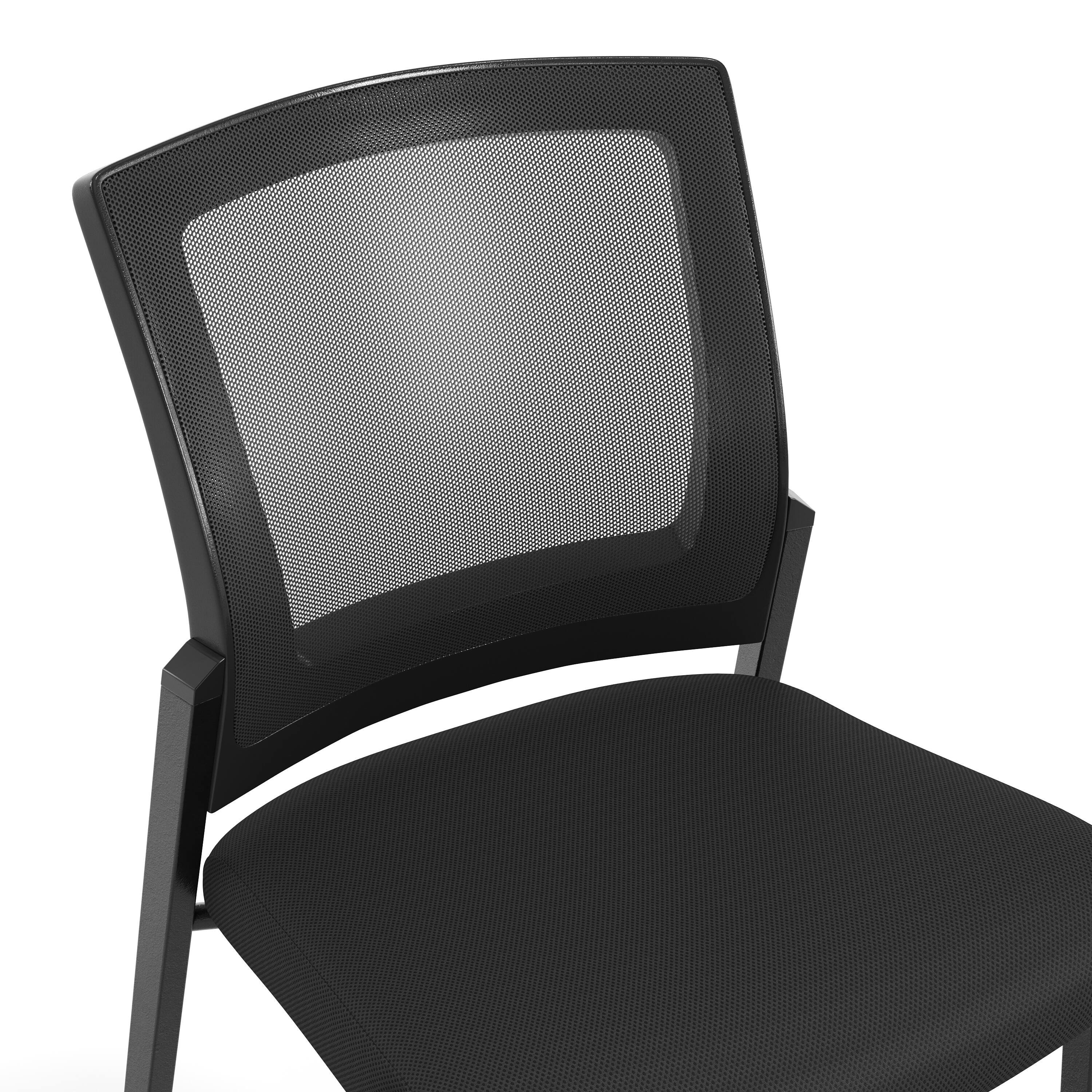 Alt View 10. Emma + Oliver - Commercial Armless Stackable Side Chair with Mesh Seat and Powder Coated Steel Frame - Black.
