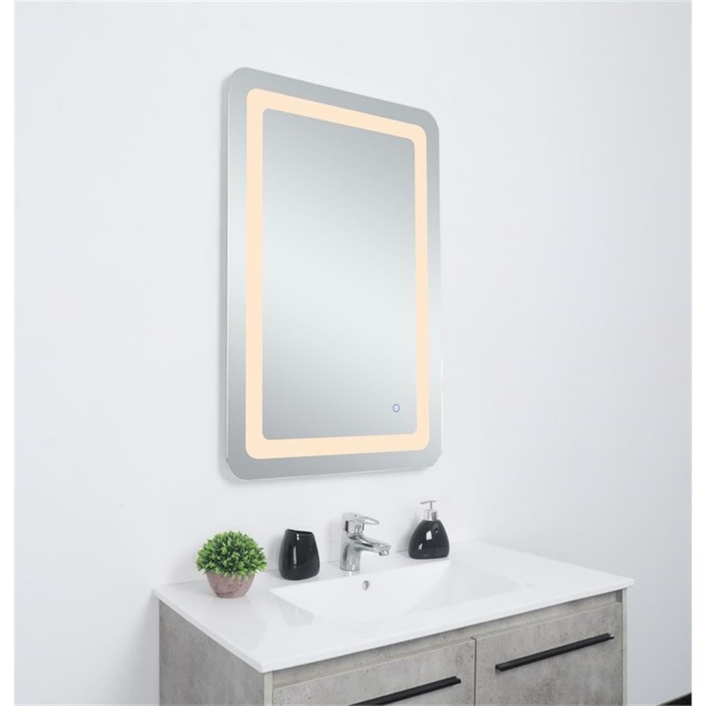 Alt View 2. Elegant Decor - Genesis 18in x 30in soft edge LED mirror - Glossy White.