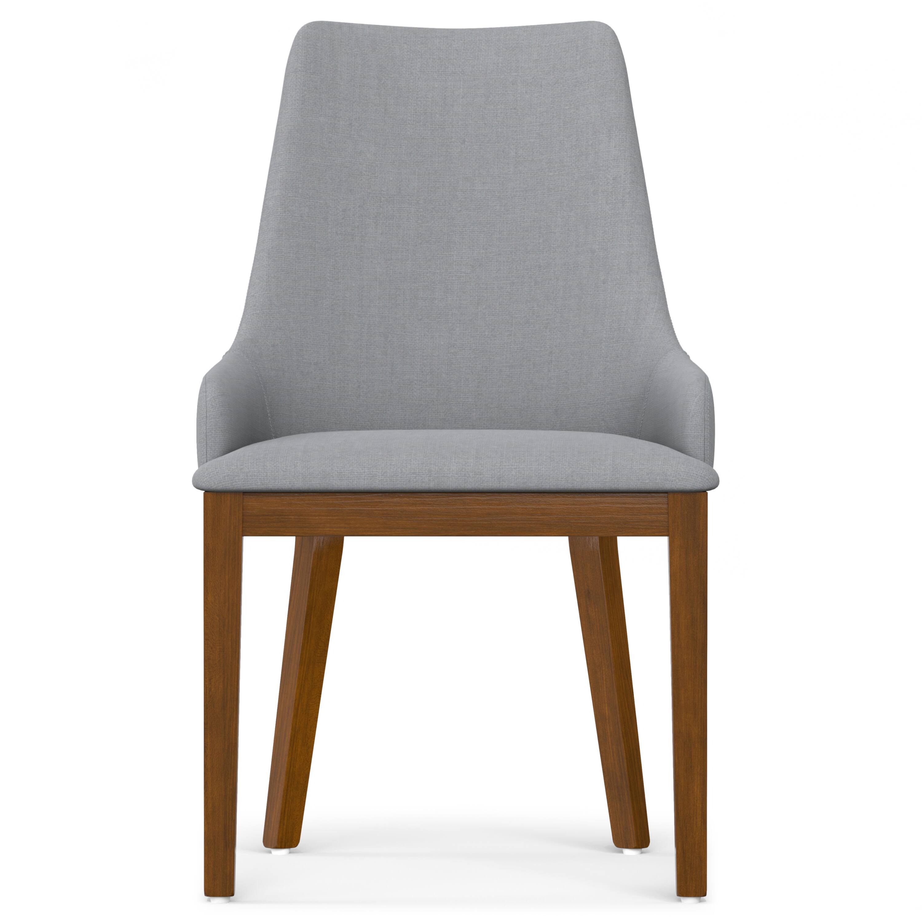 Left. Simpli Home - Stephanie Dining Chair (Set of 2) in Light Grey Linen Look Fabric - Light Grey.