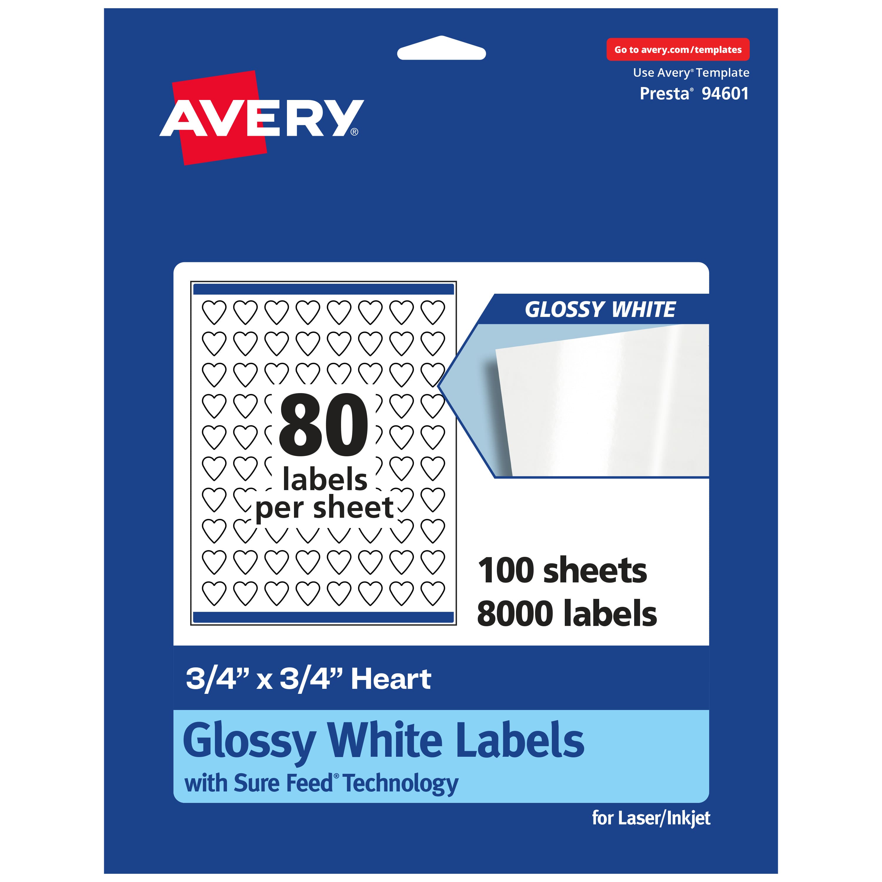 "Avery - Glossy Heart Labels, .75"" x .75"", 8,000 Total - White" price history on PriceWatchPro