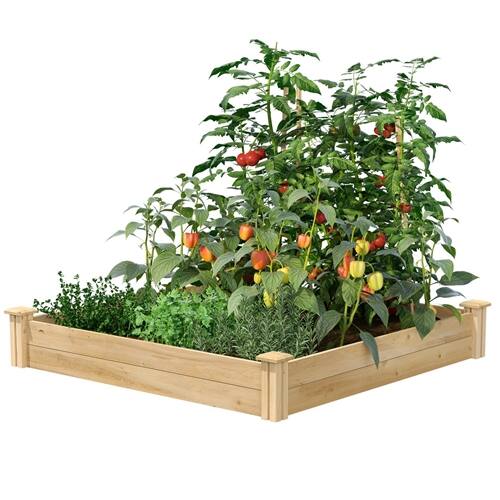 Angle. SlickBlue - Durable Cedar Wood Raised Garden Planter for Home Gardening - Natural.