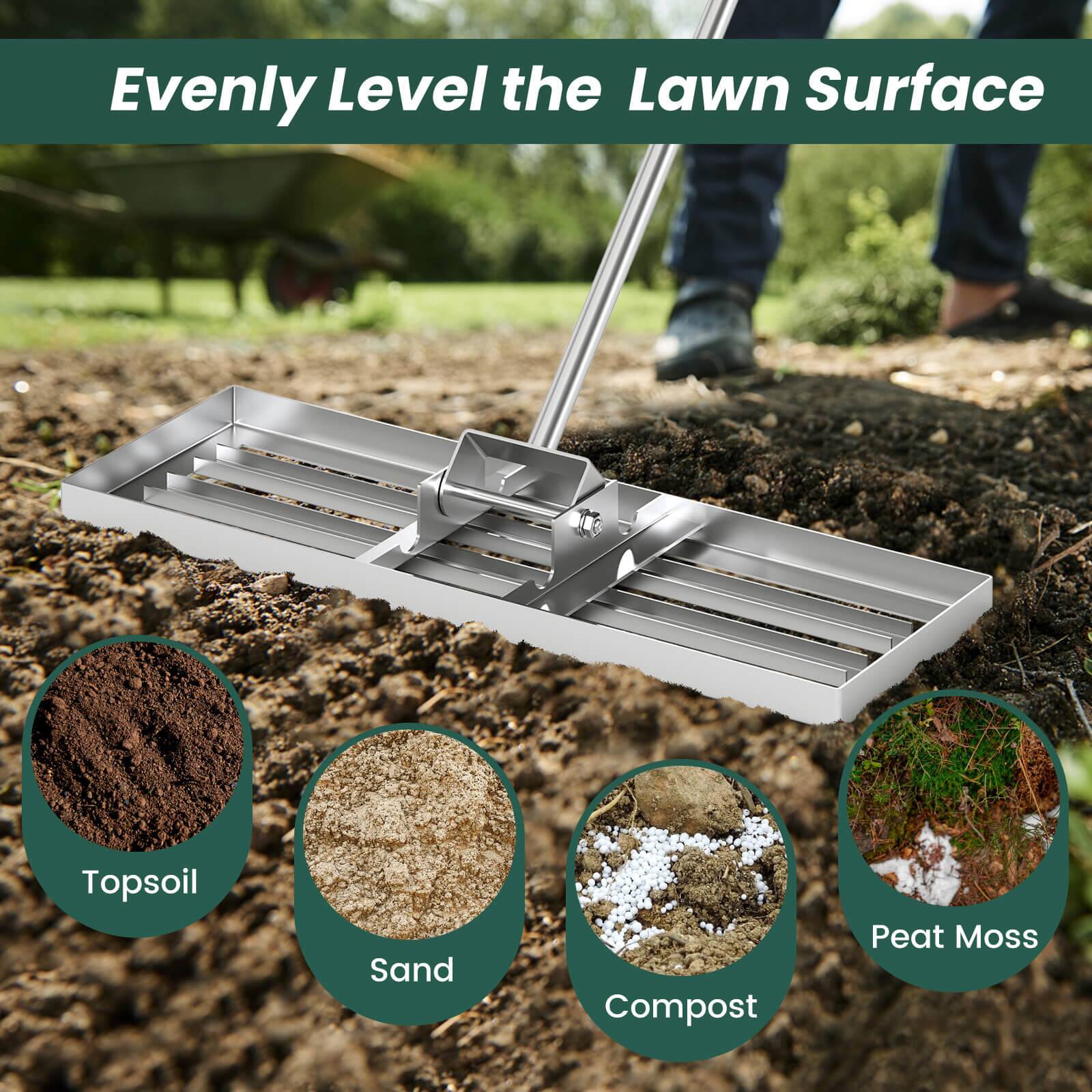 Evenly Level the Lawn Surface

Topsoil  
Sand  
Compost  
Peat Moss