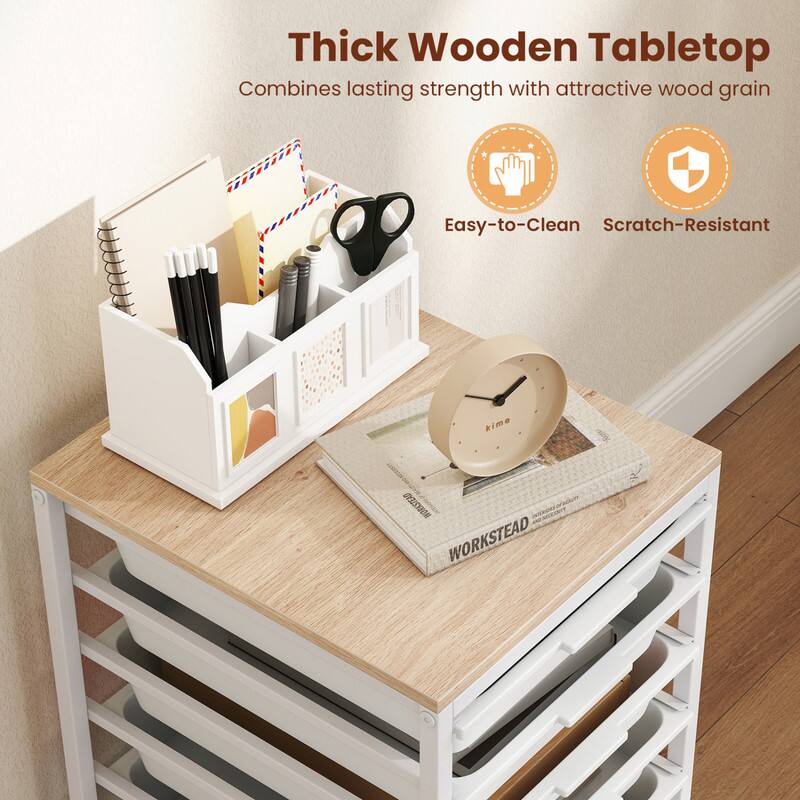 Thick Wooden Tabletop  
Combines lasting strength with attractive wood grain  
Easy-to-Clean  
Scratch-Resistant  
INDEKGIENO WORKSTEAD