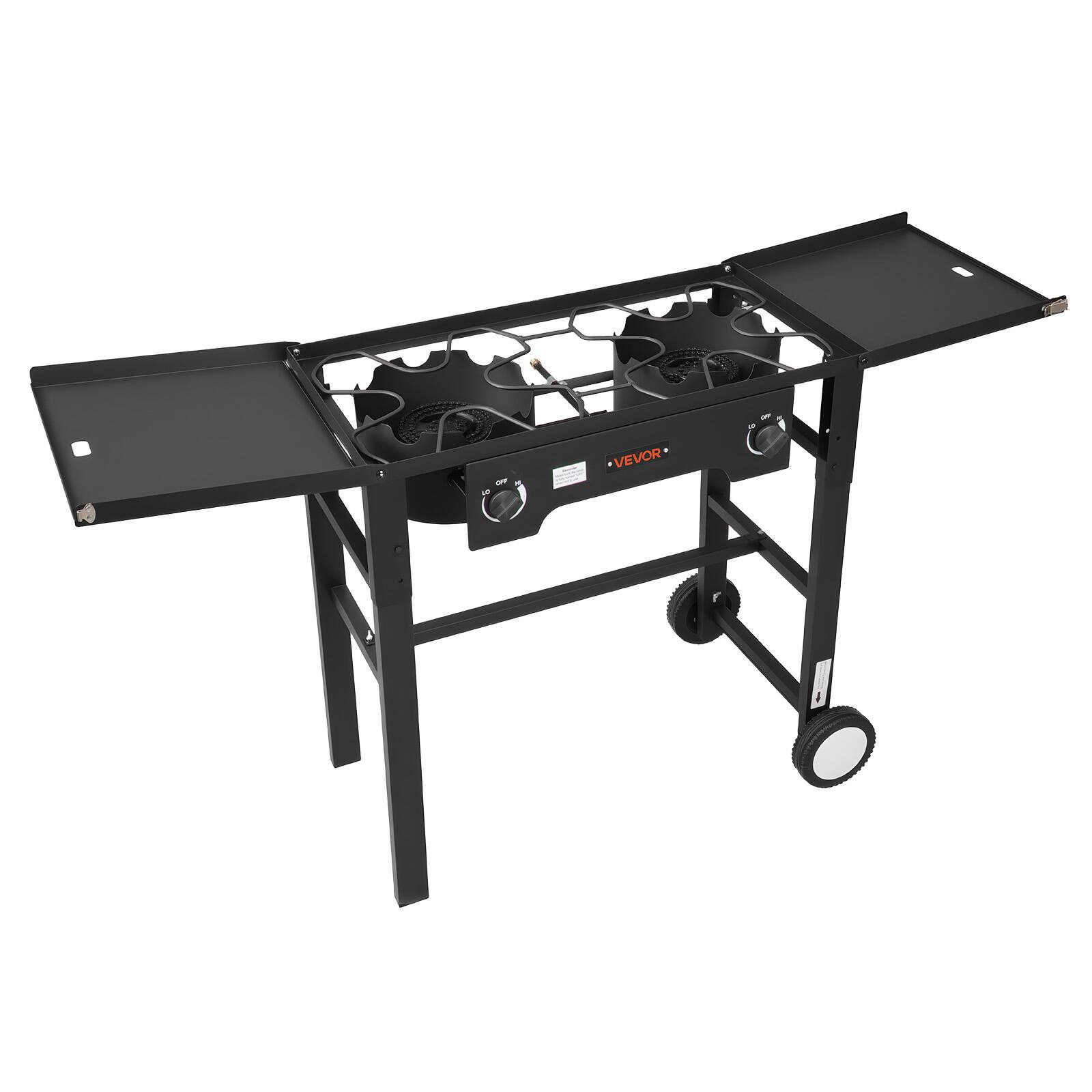 Alt View 5. VEVOR - 2 Burner Outdoor Propane Gas Stove, 150,000 BTU Propane LPG Gas Camping Stove, Foldable Heavy-duty Carbon Steel - Black.