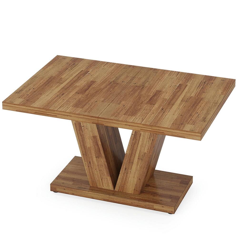 Back. Kadyn - Kadyn Dining Table, Living Room Table 47", Farmhouse Wooden Kitchen Dinner Table with Duty Pedestal,Walnut Brown - Brown.