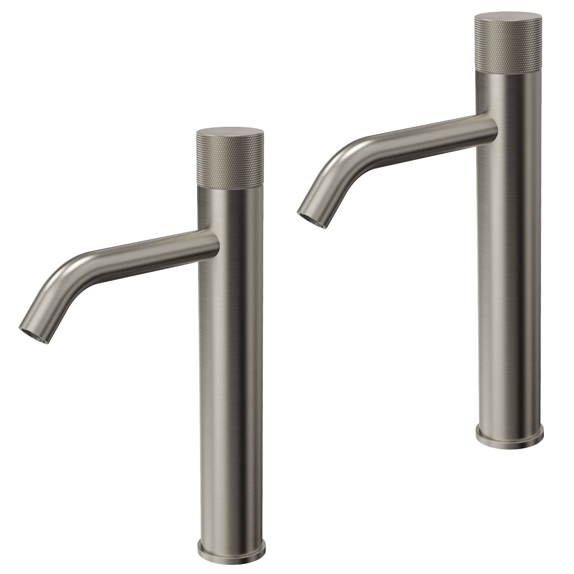 Front. GRANDJOY - 12 Inch Single Handle Vessel Bathroom Faucet with Pop-Up Drain, 1.0 GPM Mid-Arc Spout - Brushed Nickel.
