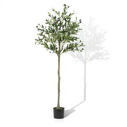 Front. Oumilen - 5FT Artificial Olive Tree Potted, Perfect for Living Room, Office, Bedroom Decor, No Maintenance Evergreen.