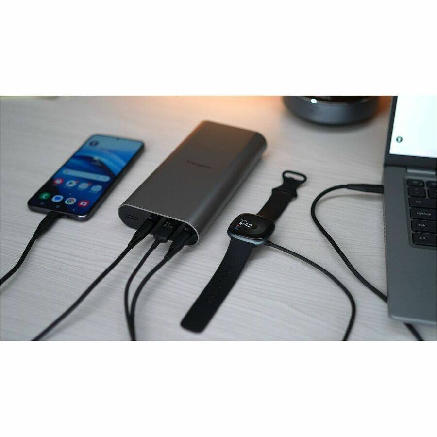Alt View 7. Targus - Targus® 140W USB-C Portable Power Bank - For Notebook, Tablet, Smartphone - 24000 mAh - 140 W - USB Type-C Connector.