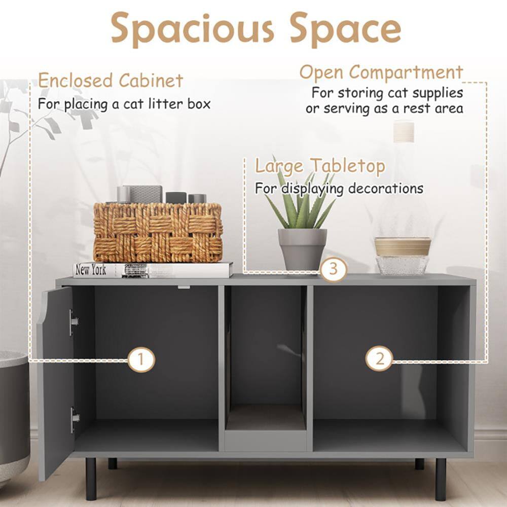 Spacious Space

Enclosed Cabinet
For placing a cat litter box

Open Compartment
For storing cat supplies or serving as a rest area

Large Tabletop
For displaying decorations

New York

1. Enclosed Cabinet
2. Open Compartment
3. Large Tabletop