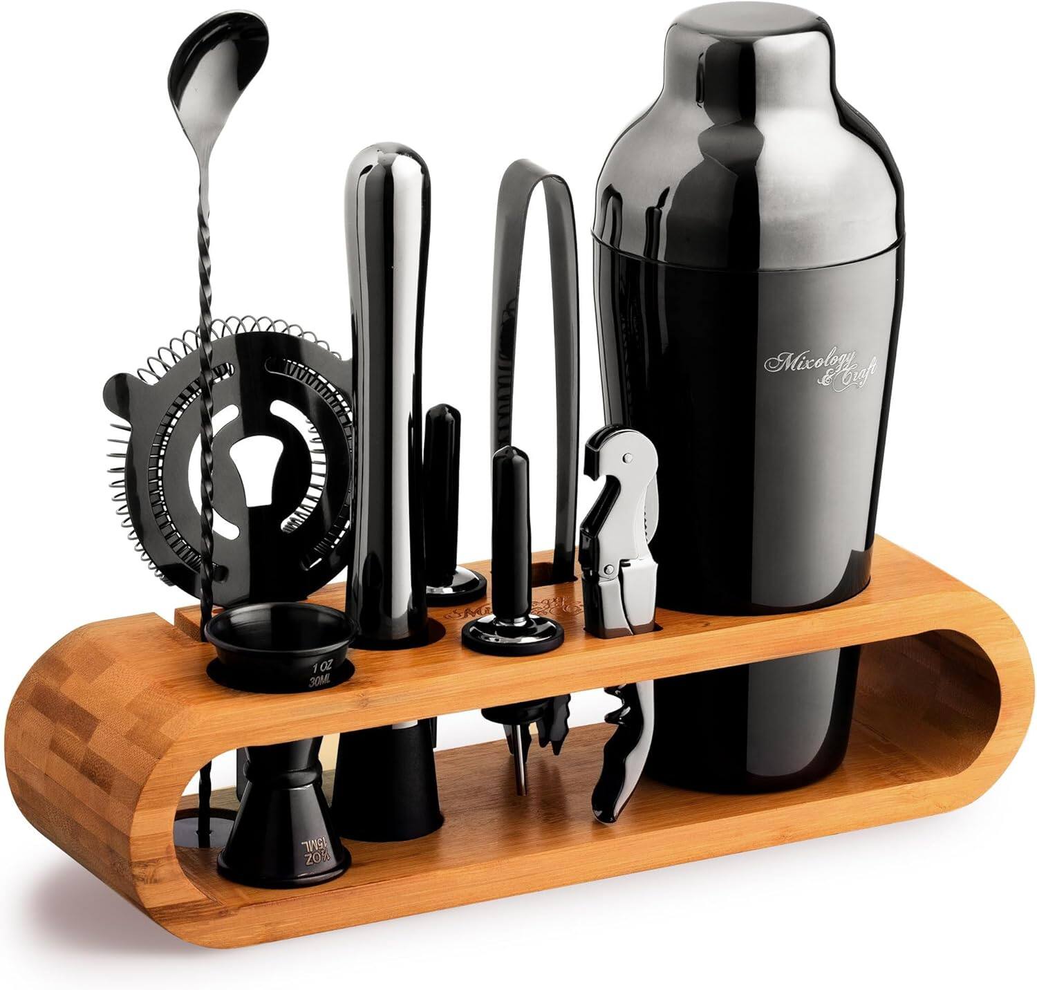 Zulay Kitchen - 10-Piece Cocktail Shaker Set with Dark Bamboo Stand - Gun Metal price history on PriceWatchPro