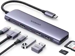UGREEN - Revodok USB C Hub, 7-in-1 Docking Station with 4K HDMI, 100W PD, USB A&C 3.0, SD/TF, for Laptop, Mac, and More - Space Gray