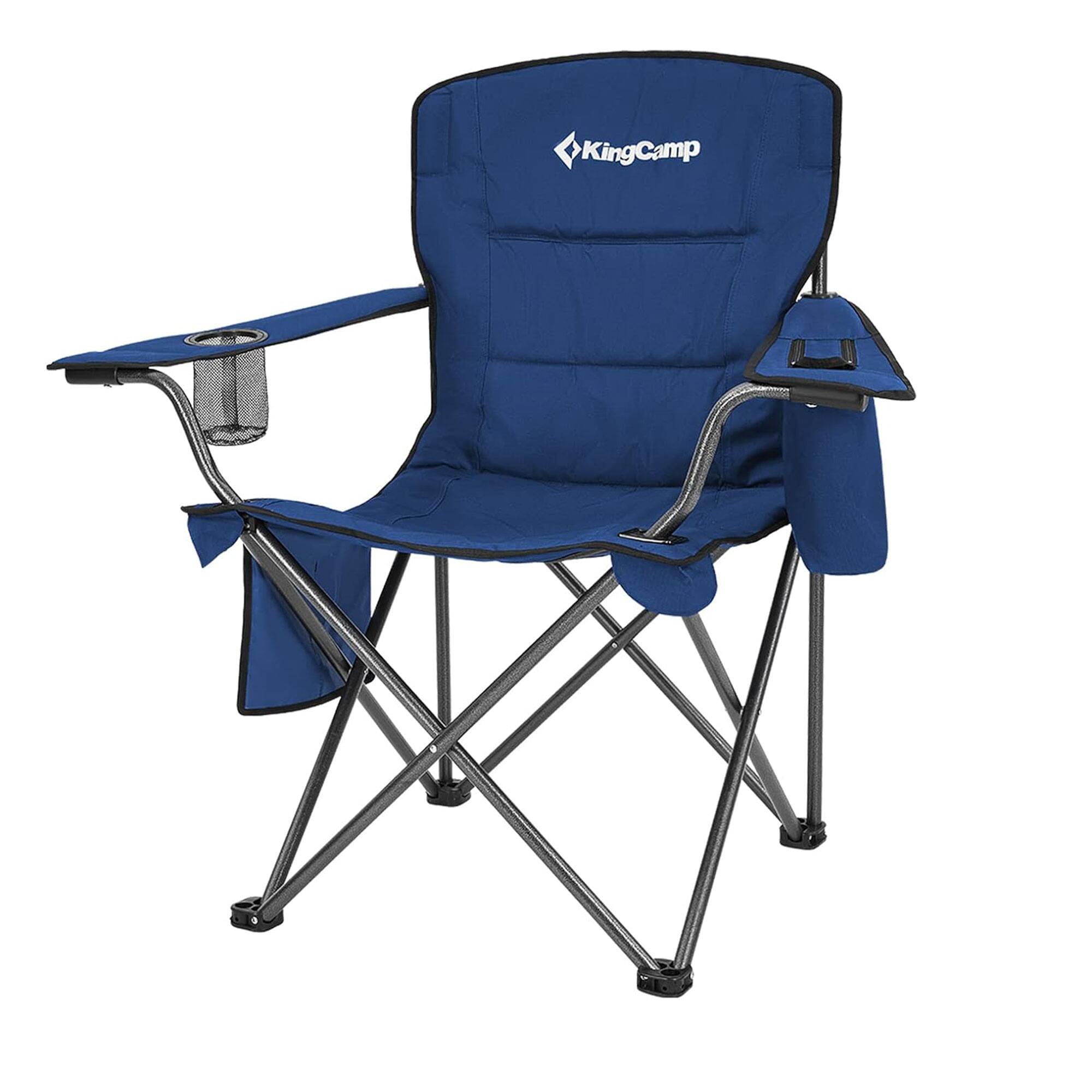 Front. KingCamp - KingCamp Padded Oversized Folding Chair with Cupholder, Cooler, and Pocket, Blue - Blue.