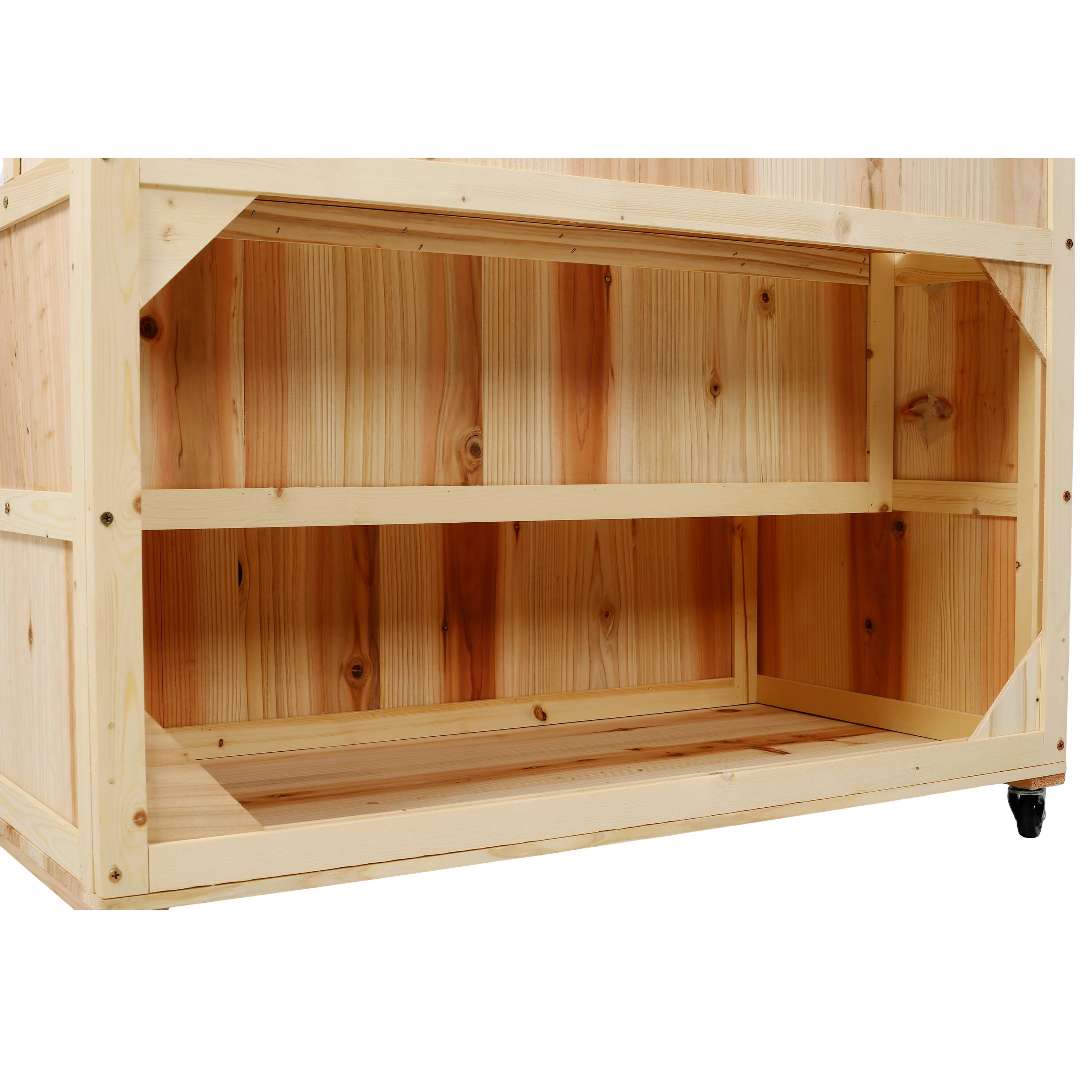 Alt View 6. GOODSILO - 3-Tier Raised Garden Bed with Vertical Trellis, Planter Box with Wheels and Storage Area for Outdoor Plants - Natural Wood.