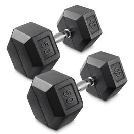Philosophy Gym - Pair of Rubber Coated Hex Dumbbell - Cast Iron Hand Weight Set - Black