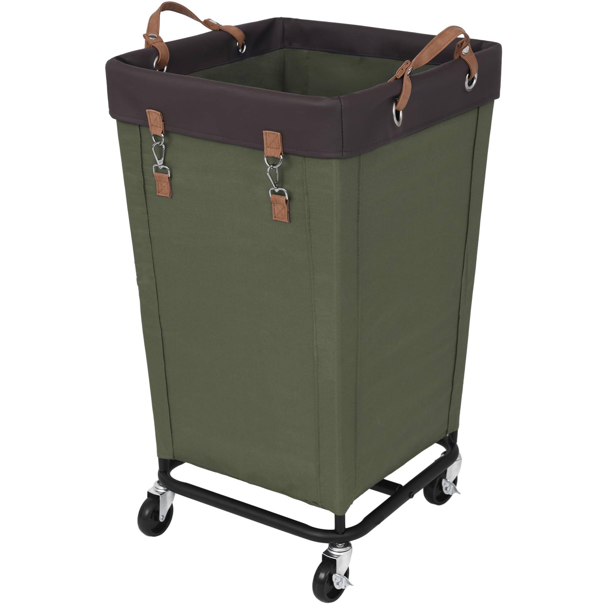 Front. JETRANSPORT - 320l Laundry Basket With Wheels Extra Large Rolling Hampers For Clothing Organizer Dirty Clothes Hotel Home - Green 160L.