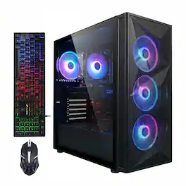 STGAubron - Gaming PC Desktop Computer, AMD Ryzen7 5700X up to 4.6Ghz, GeForce RTX 3050 6G, 16GB DDR4 RAM, 1TB SSD, WIN11H - Black