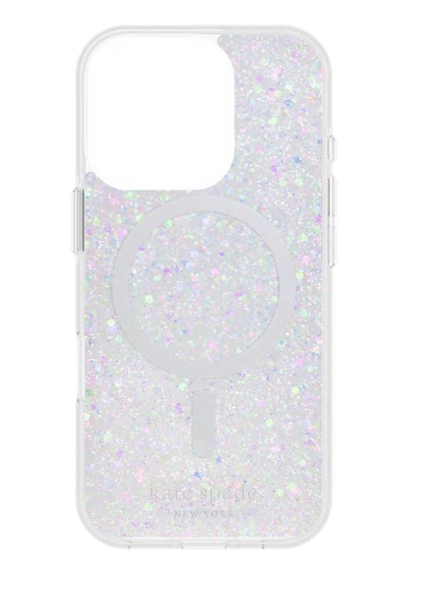 kate spade new york - iPhone 16 Pro Protective Case with MagSafe - TPU Abstract Pattern - Chunky Glitter