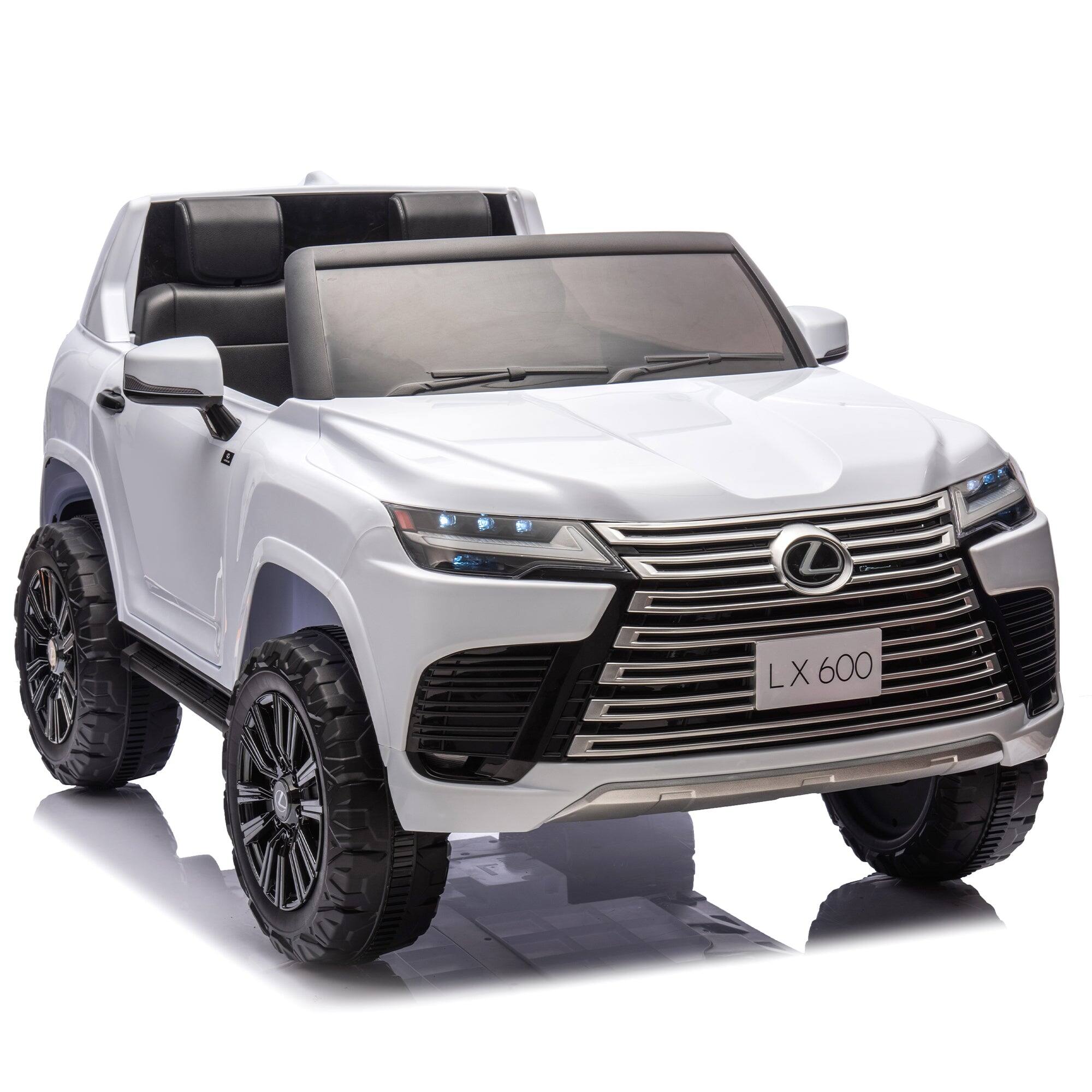 Left. BreeBe - Licensed LEXUS LX600 24V Two-Seater Kids Ride-On Car 2WD with Parents Control, Bluetooth, MP3, Music, Adjustable Speed - White.
