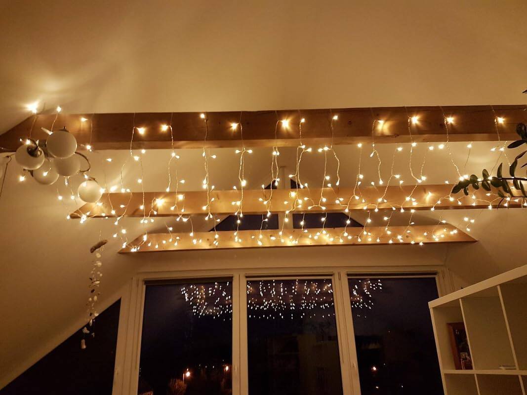 Alt View 4. Lepro - 9.8x9.8ft LED Curtain Lights, 8 Modes, Waterproof Fairy String Lights for Bedroom Party Christmas Wedding Patio.