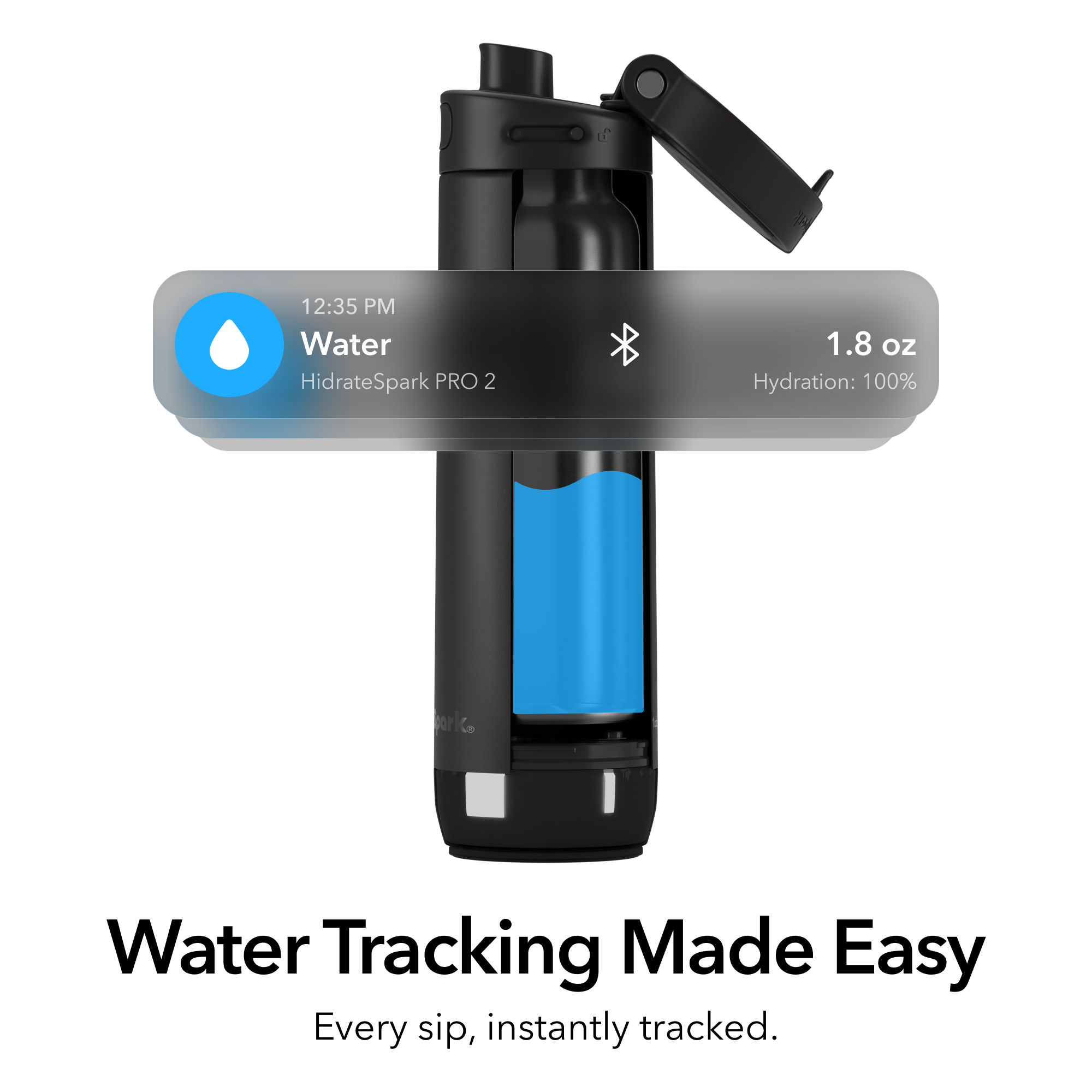 12:35 PM  
Water  
HidrateSpark PRO 2  
1.8 oz  
Hydration: 100%