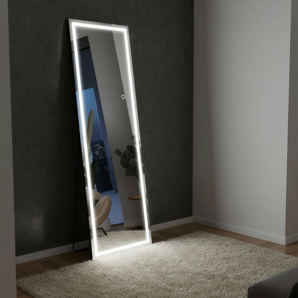 Alt View 4. Kadyn - 65x22 Inch Frameless Rectangle Full-Length LED Wall Mirror for Home - Black.