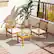Alt View 4. Costway - 3 PCS Patio Wood Furniture Set Acacia Wood Chairs & Coffee Table with soft Cushions - Natural + Off White.