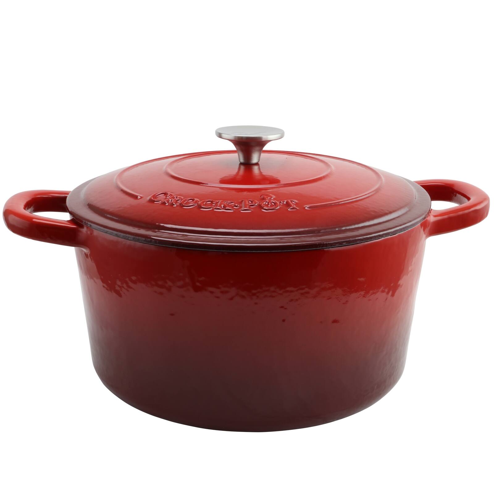 Alt View 3. Crockpot - Crock Pot Artisan 7 Quart Round Cast Iron Dutch Oven in Scarlet Red - Red.