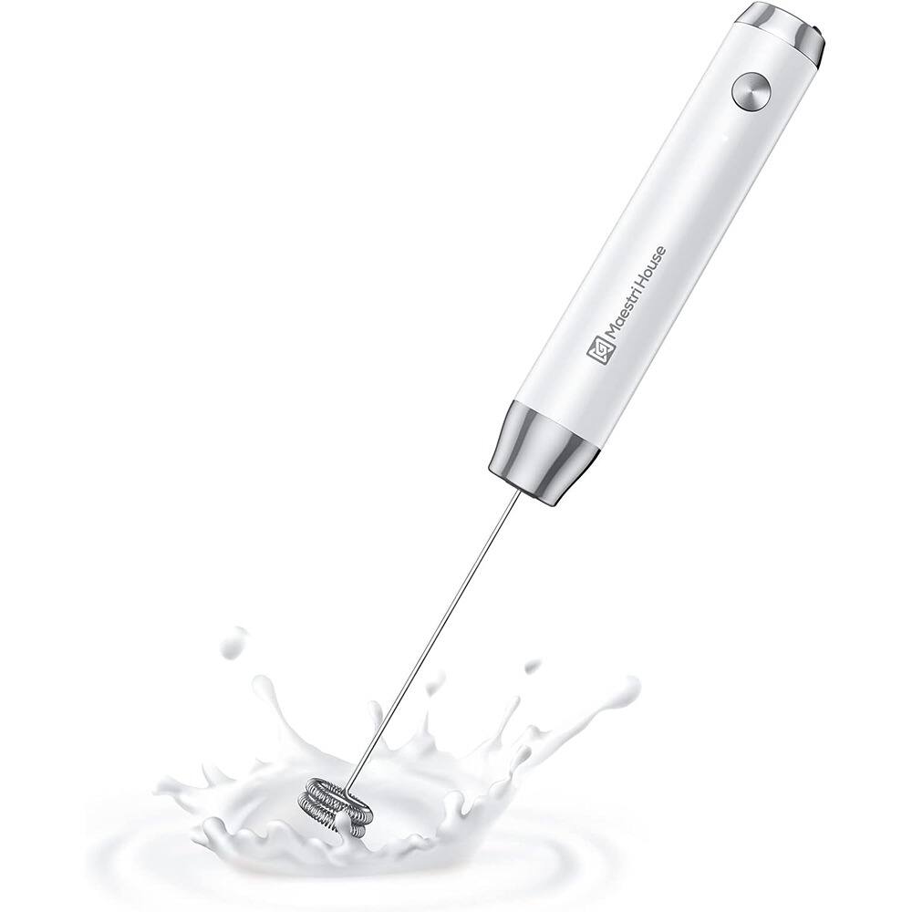 RTMB - Handheld Milk Frother – Stainless Steel, Waterproof - White