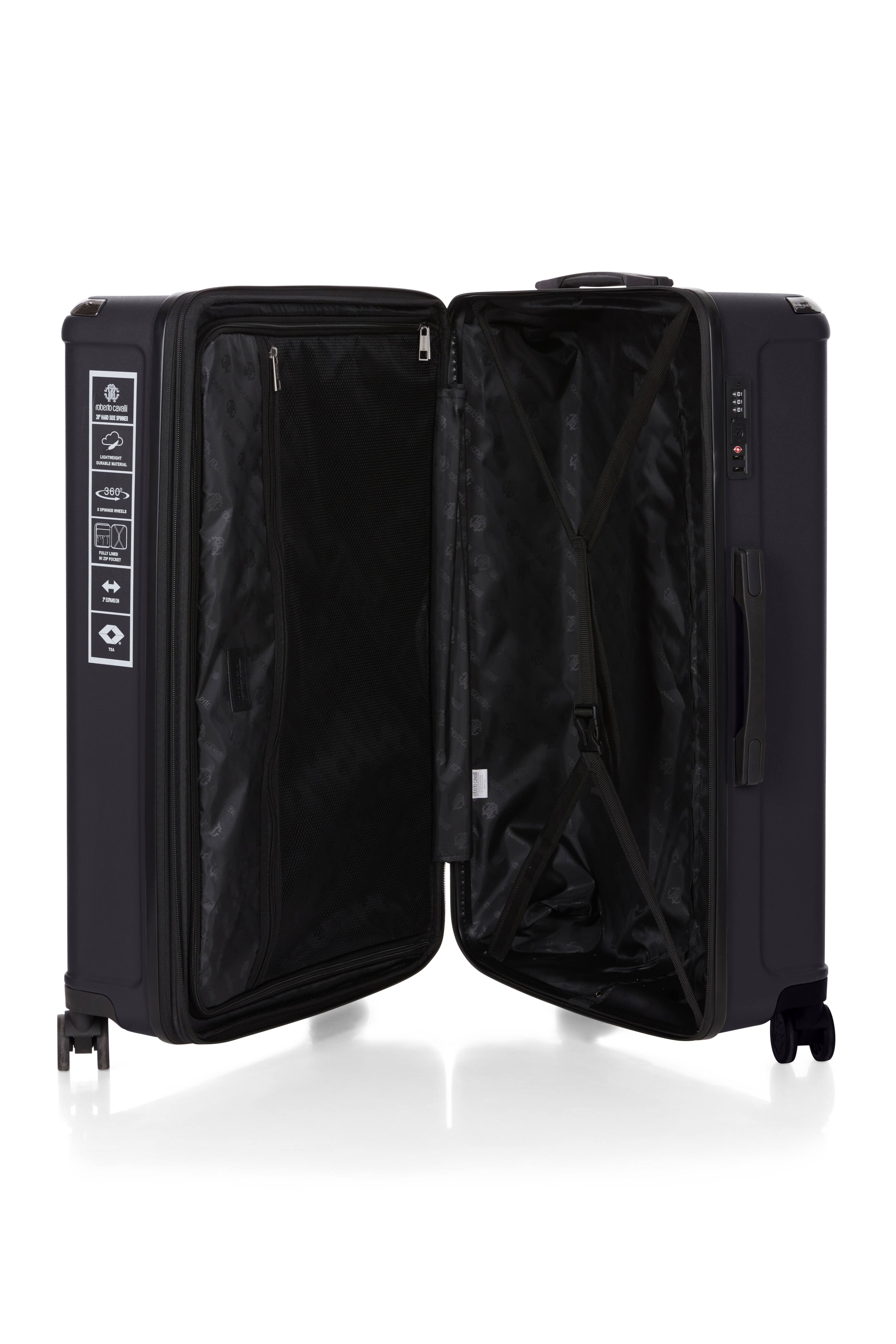 Alt View 1. Roberto Cavalli - 3 Piece Luggage Set with Expandable Hard Shell & 8 Spinner Wheels - BLACK.