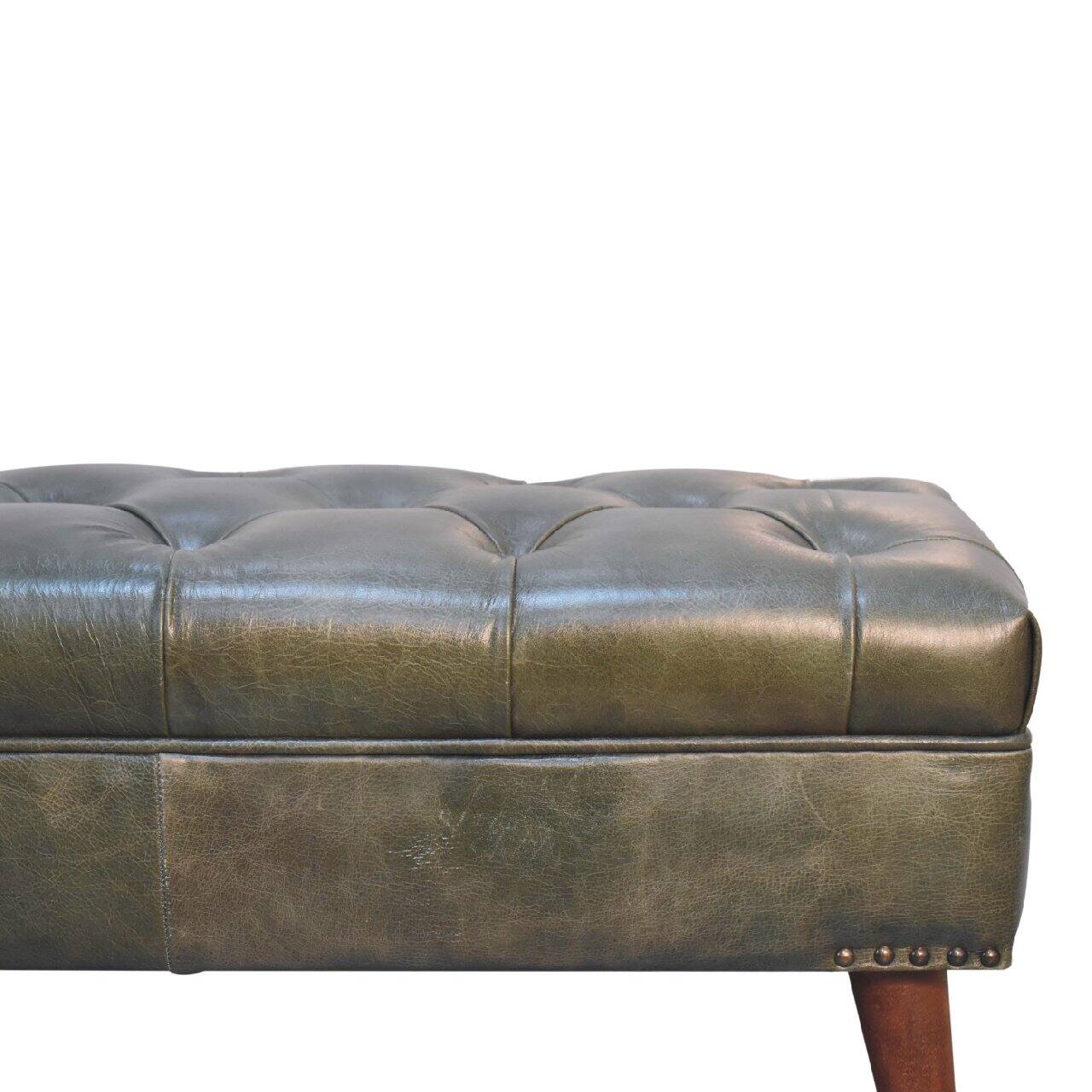 Back. Artisan Furniture - Artisan Furniture Solid Wood Harbour Green Bench, Upholstered - Green.