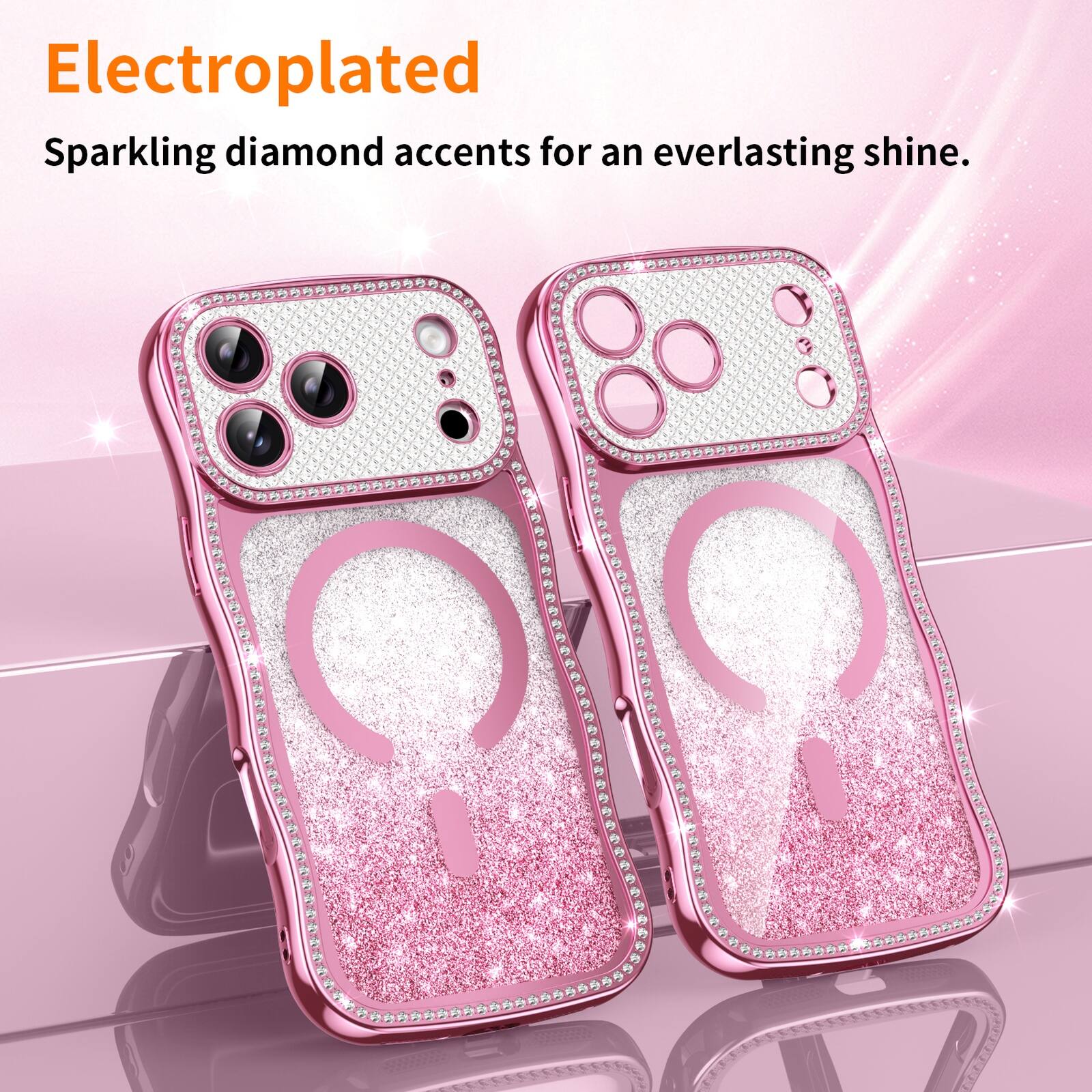 Electroplated  
Sparkling diamond accents for an everlasting shine.