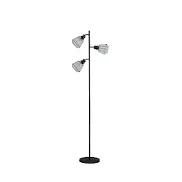 APRILSOUL - 65in In Adjustable Cage Shade Industrial Farmhouse Metal Floor Lamp - Black