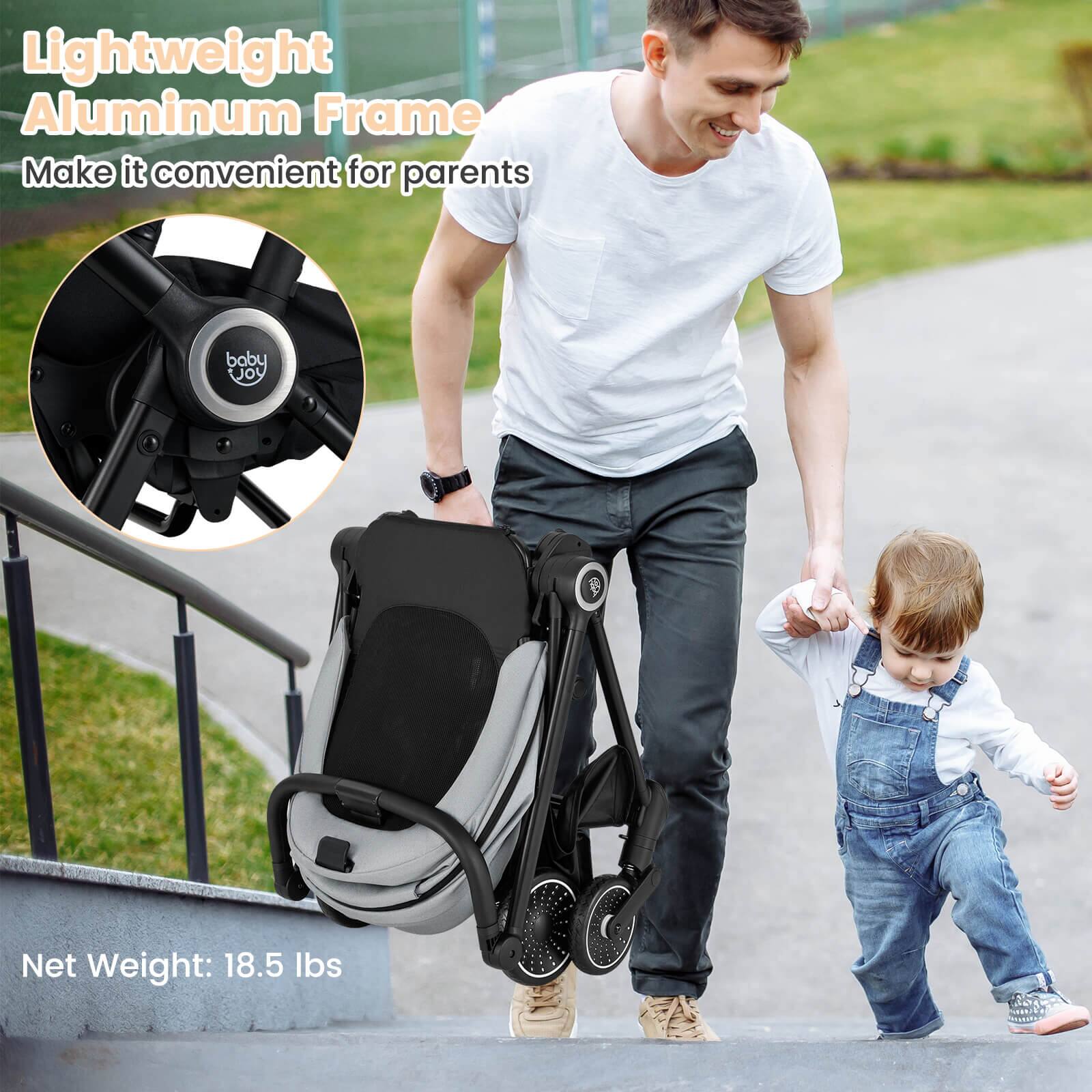 Lightweight Aluminum Frame  
Make it convenient for parents  

Net Weight: 18.5 lbs