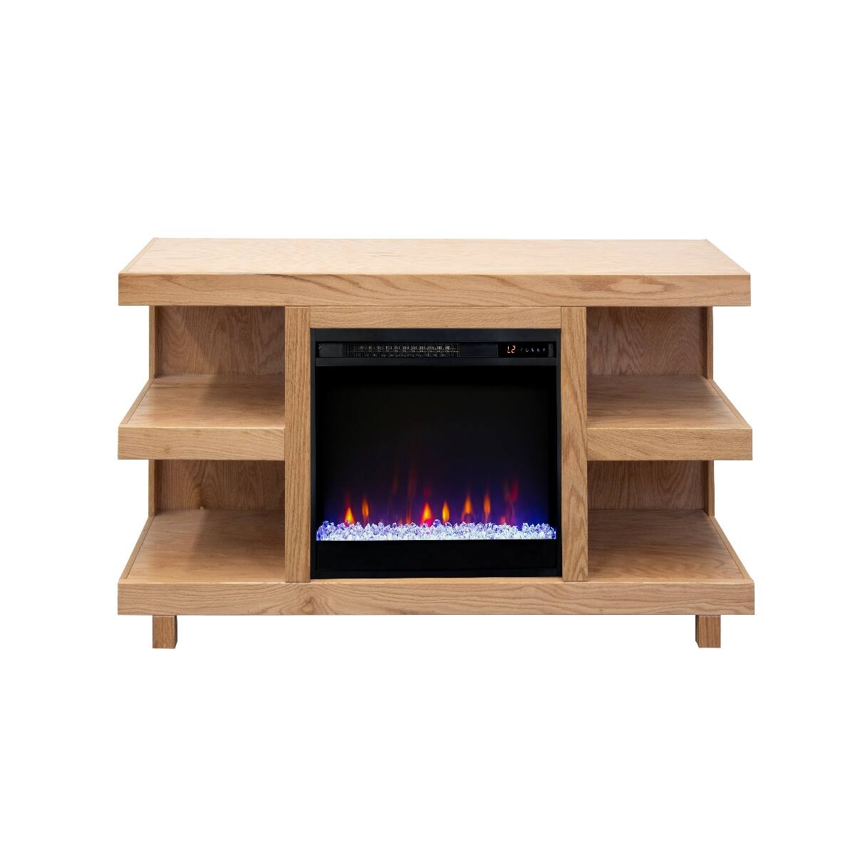 Left. Loheer - Loheer 65 inch fireplace tv stand Natural Wood Electric Fireplace TV Console for 70 Inch TVs - Natural.