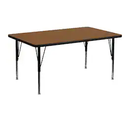 Emma + Oliver - 24x48 Rectangle HP Laminate Adjustable Preschool Activity Table - Oak