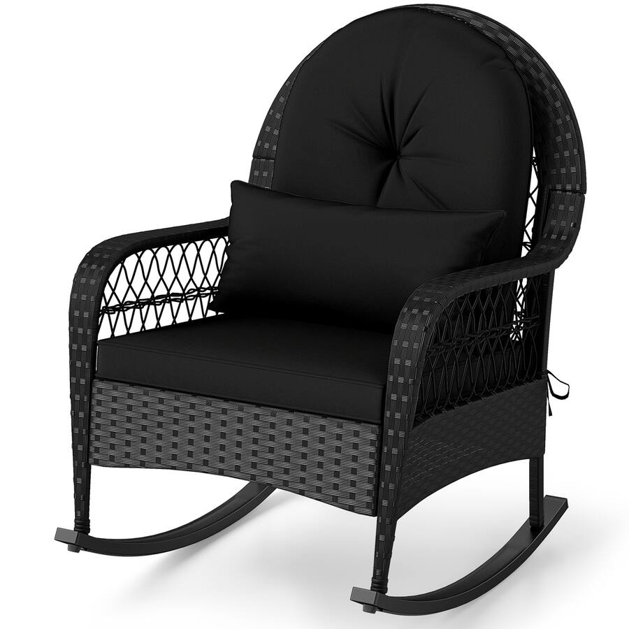 Rocking Rottan Chair Gymax 2PCS Patio Wicker Rocking Chair Rattan Rocker Chair w/Thick ...